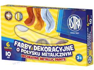 Farby dekoracyjne o połysku metalicznym 6 kolorów - 10 ml